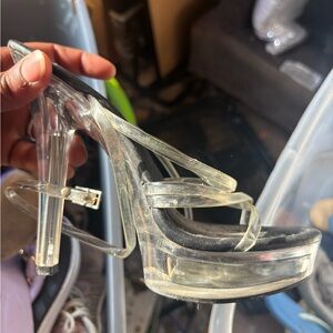 Source Unknown Clear Platform Heels with Black Footbed